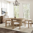 Ensemble de salle à manger 7 pièces de style Mid-Century moderne avec chaises rembourrées en mélange de lin et base rectangulaire