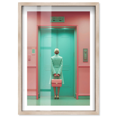 Waiting Game Shadowbox Print Vintage Art Prints by Notoriart, Blonde Frame, 30 x 45