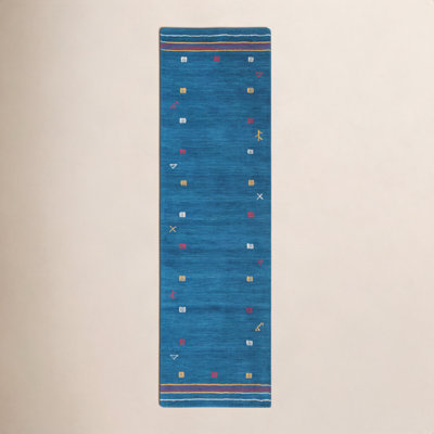Danette Blue Southwestern Hand-Loomed Wool Rug