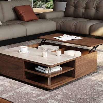 Table basse haut de gamme en noyer réglable