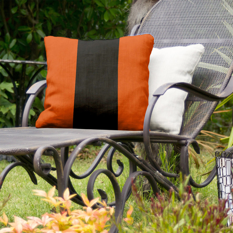 Striped Reversible Throw Pillow, 18" x 18", Orange/Black