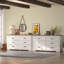 Commode double à 6 tiroirs avec panneau supérieur rustique Emryss-1650728881