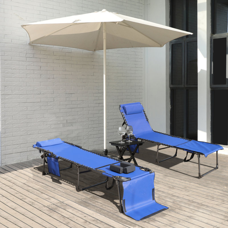 Ensemble de chaises longues inclinables 74,4 po avec coussins Melbourne, Bleu