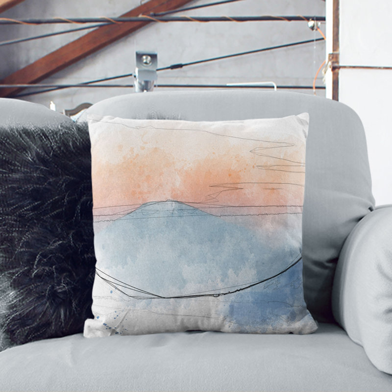 Sunrise over the Mountains Cushion with Filling, Black, 40cm H x 40cm W x 15cm D