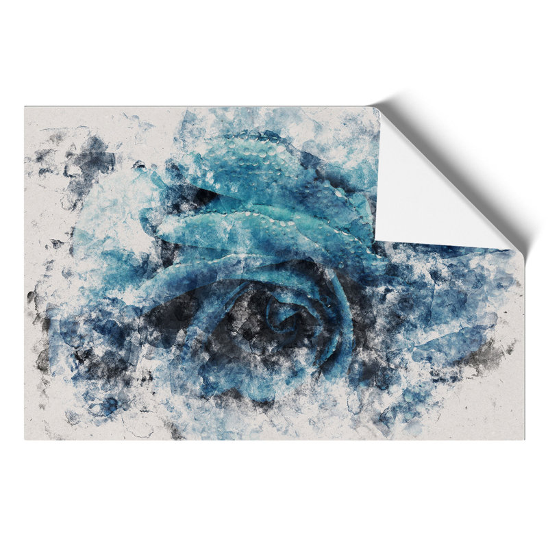 Blue Rose Flower Watercolour - Frameless Print, 30cm H x 42cm W x 0.1cm D