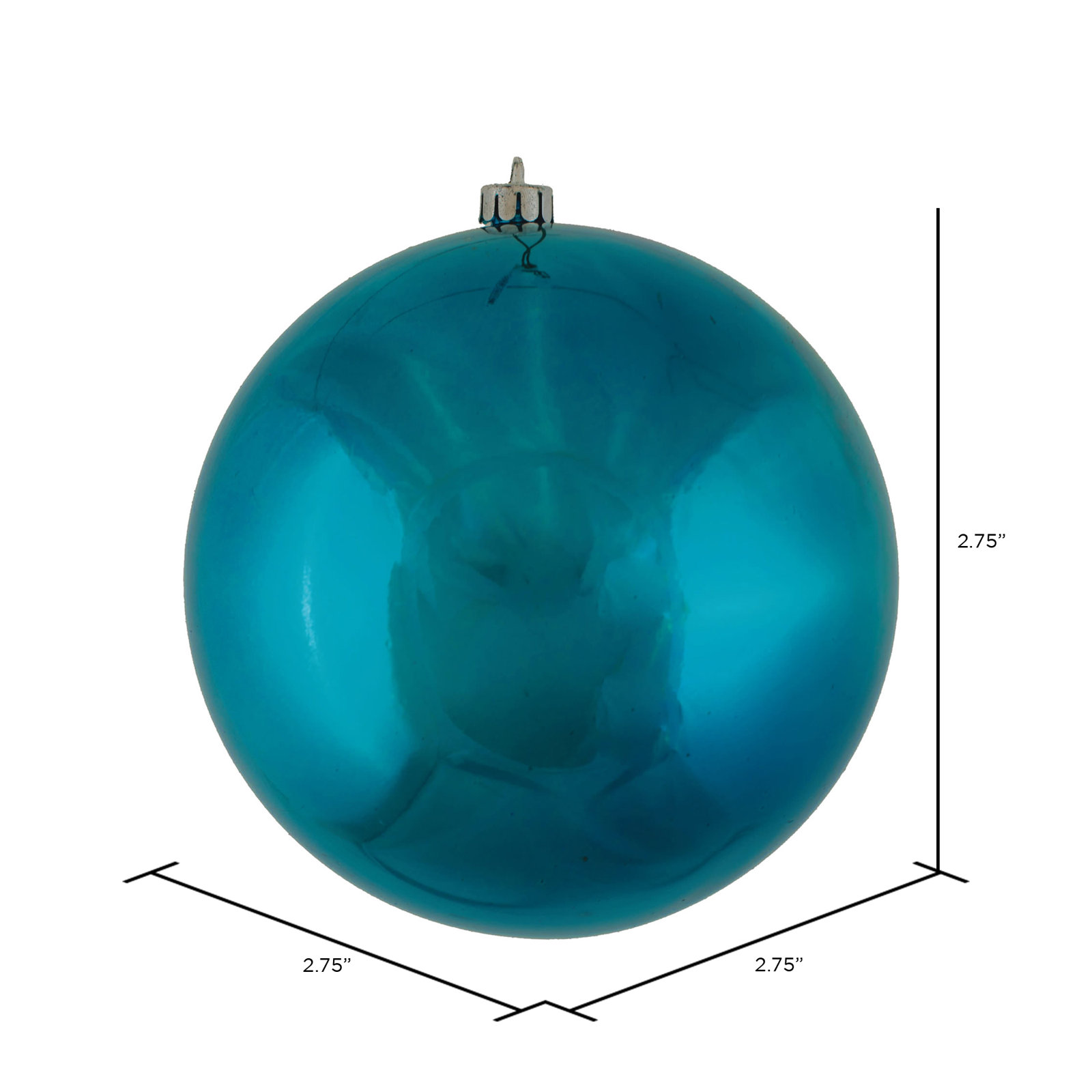 Holiday Décor Ball Ornament, 2.75" H x 2.75" W x 2.75" D, Shiny Sea Blue
