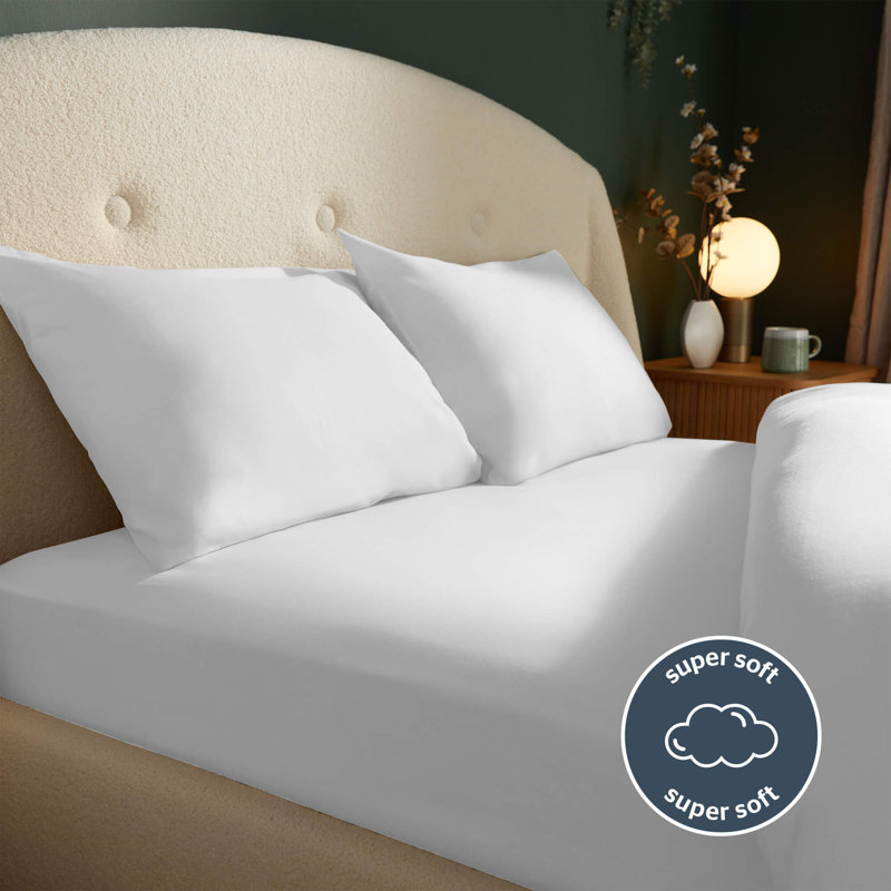 Silentnight Brushed Cotton Fitted Sheet, Double (4'6), White