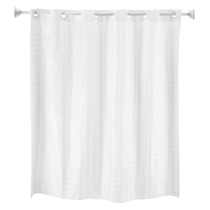 Whitmor No Hook Split Ring Checkered Pattern Shower Curtain w/No-Snap Liner, 42" W x 74" L