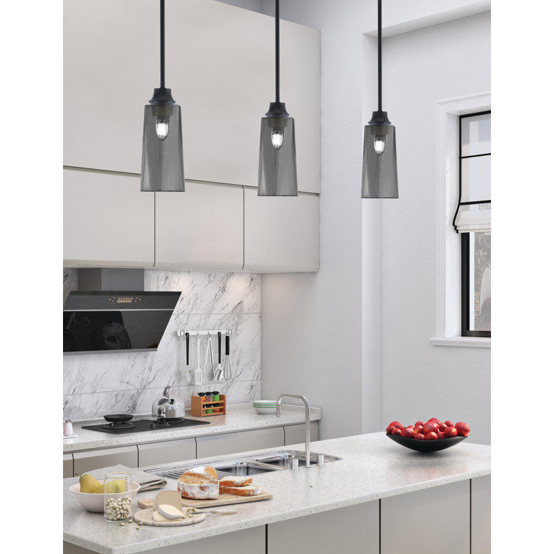 Luminaire suspendu Rittman, fini noir mat, avec verre opale blanc l 5 po x H 10 po