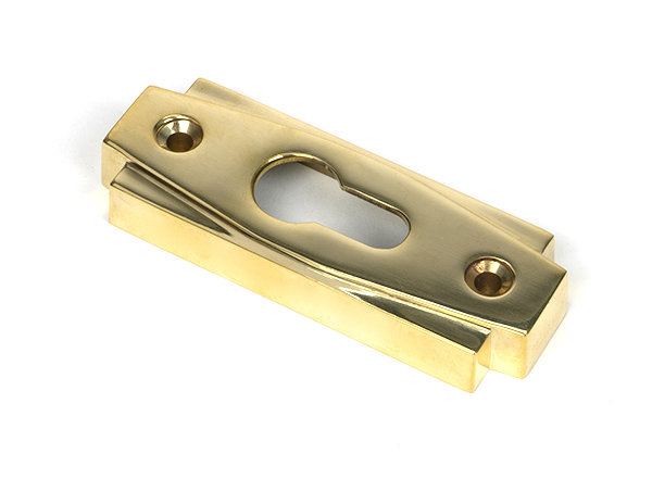 Art Deco Euro Escutcheon, Polished Brass