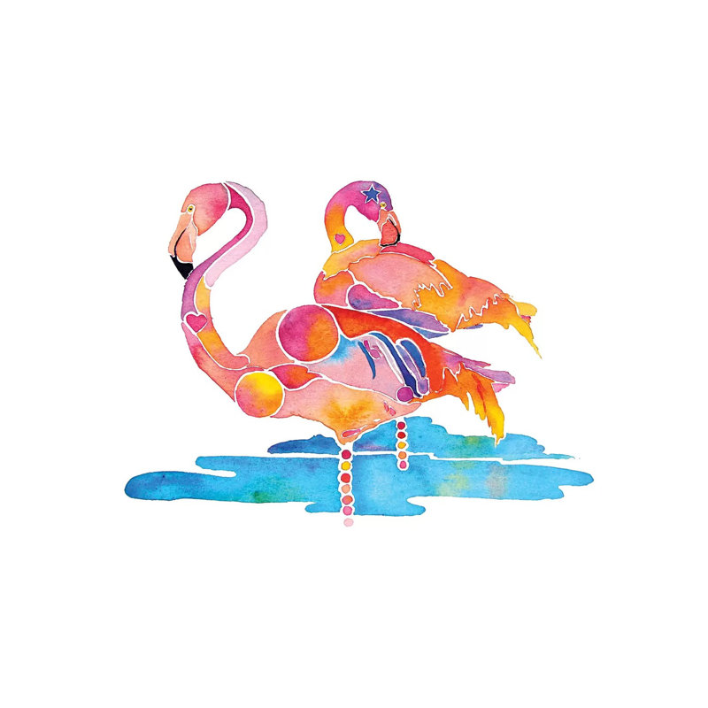 Flamingos by Jo Lynch - Wrapped Canvas Gallery-Wrapped Canvas Giclée