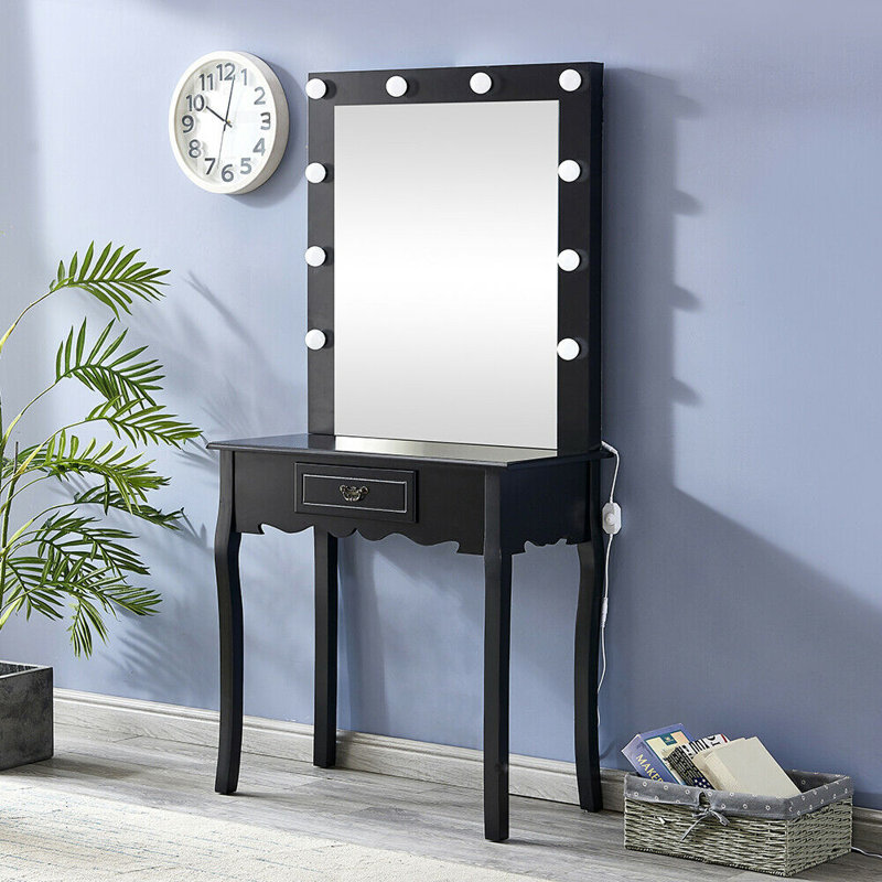Cronk Dressing Table with Mirror, Black