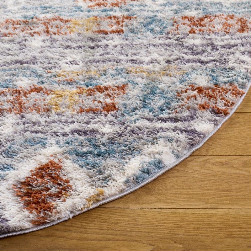 Tapis bleu rouille / ivoire Evangelyn, Rond 10pi