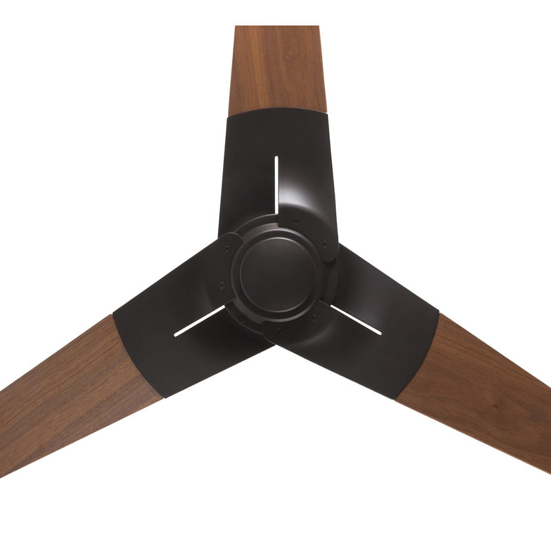 Torsion LED Downrod Ceiling Fan, Mahogany, Fan Speed and Light Control (3-wire), Dark Bronze