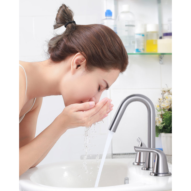 Widespread 2-handle Bathroom Faucet with Drain Assembly, Brushed Nickel