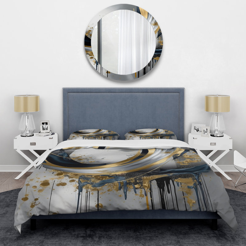 Ensemble de housse de couette en microfibre / polyester à motif abstrait V Shapes And Lines