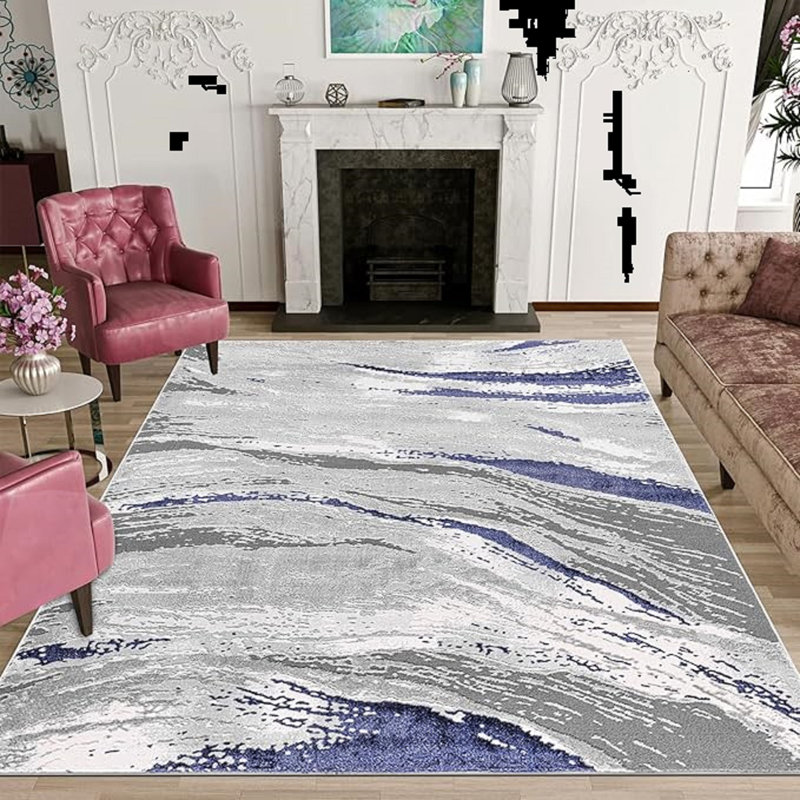 Abstract Flatweave Shag Area Rug, Rectangle 200 x 290 cm