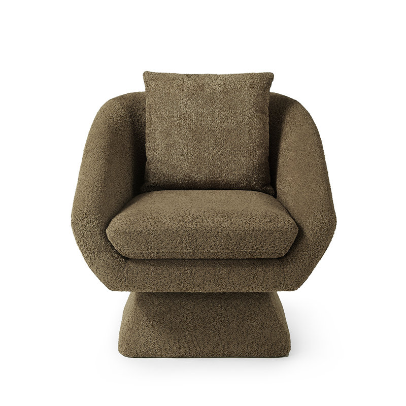 Arafaat 80Cm Wide Swivel Barrel Chair, Camel Boucle