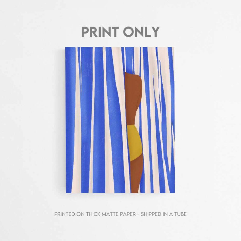 «Beach Day - Minimalist Coastal Figure», reproduction d'art, Impression encadrée avec passe-partout, Tanné, H 40 po x l 30 po