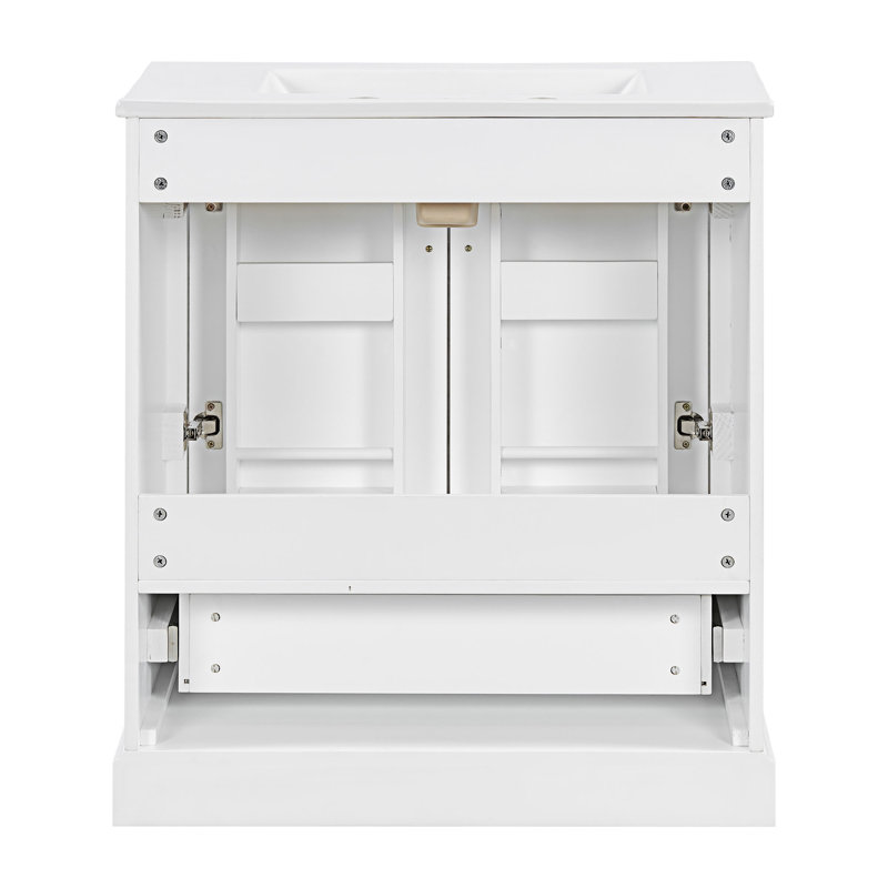 Meuble-lavabo autoportant avec lavabo et rangement, Blanc
