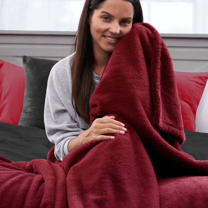 Ashford Home Cozy Warmwell Blanket, Ultra-Soft Cozy Layer, 50x72 Inch Plush Throw, Burgundy