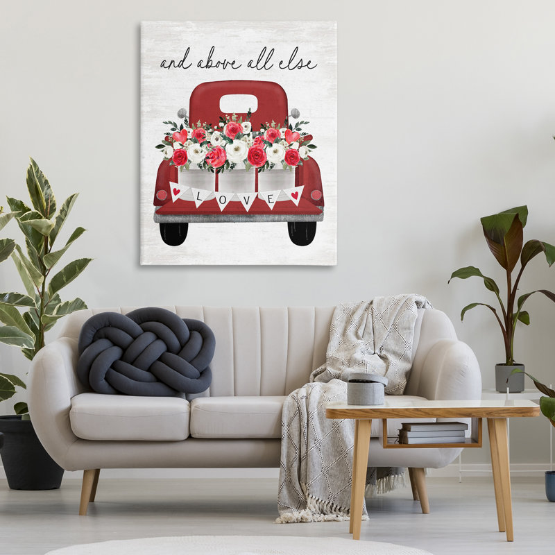 «Love Above All Else», art mural sur toile par lettré et doublé, H 48 po x l 36 po