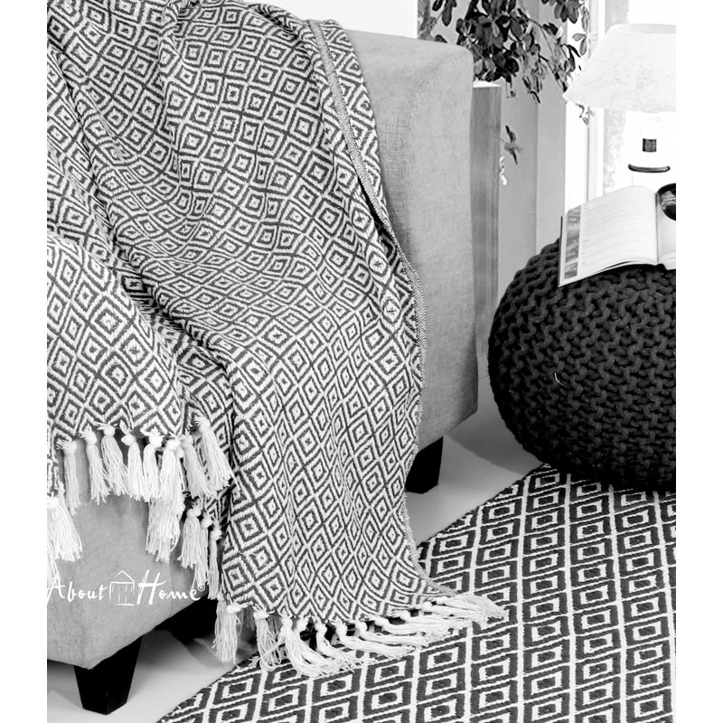 Cotton Throw, W127 x L152cm, Black
