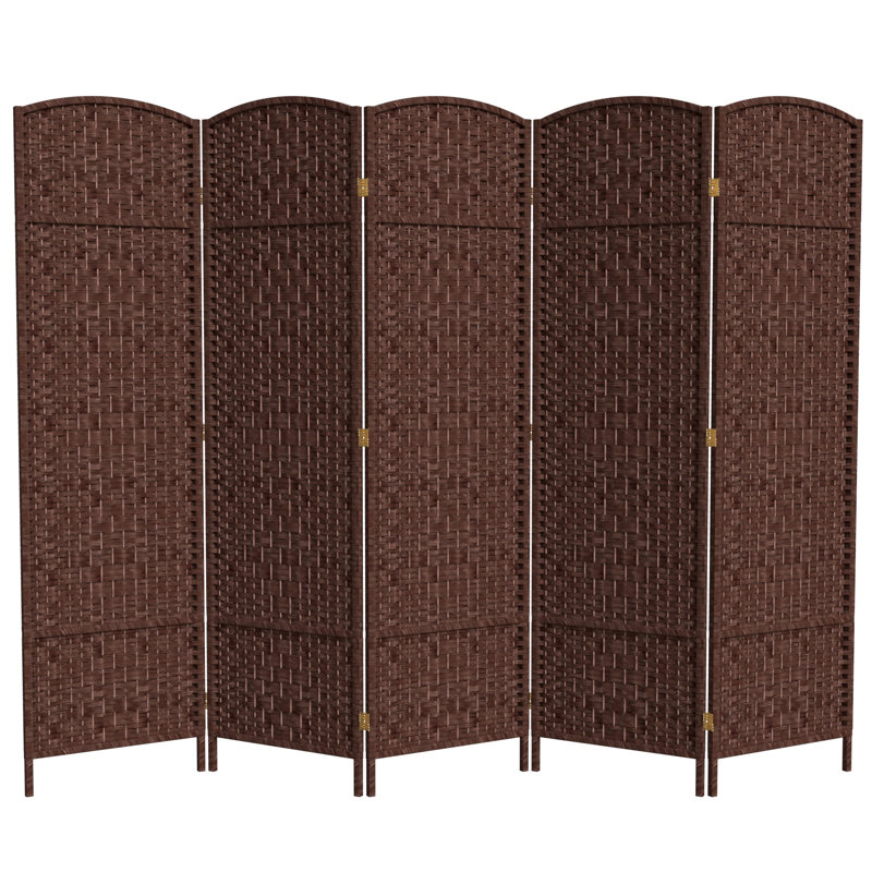 71" Tall Diamond Weave Fiber 6 Panel Room Divider, 4, Natural