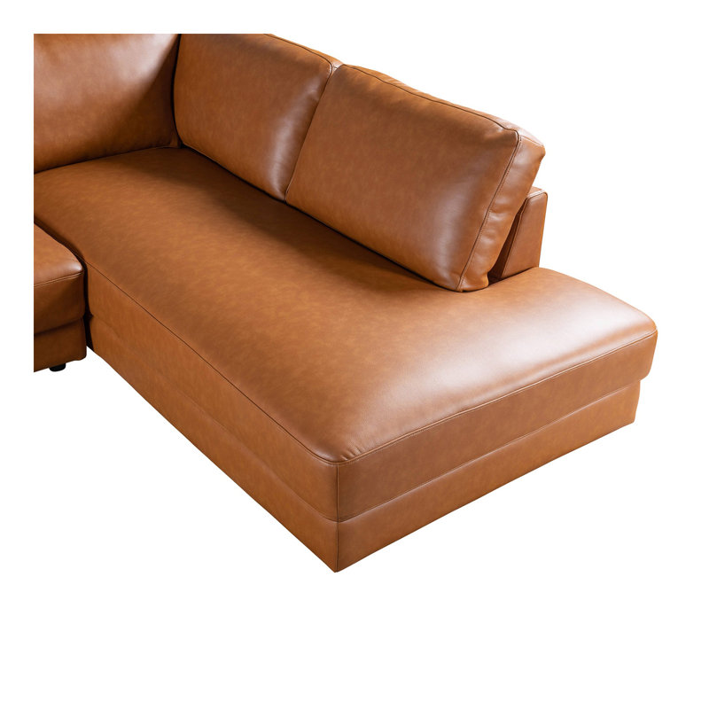 Canapé modulaire Glander - Cuir cognac, Orienté à droite