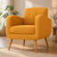 Chaise d'appoint en lin jaune avec pieds en bois massif naturel