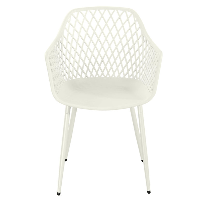 Pair of Lattice Bistro Garden Armchairs, Patio Dining, Off-White