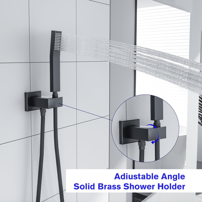 Matte Black 12-Inch Dual Shower Head Wall Mounted System