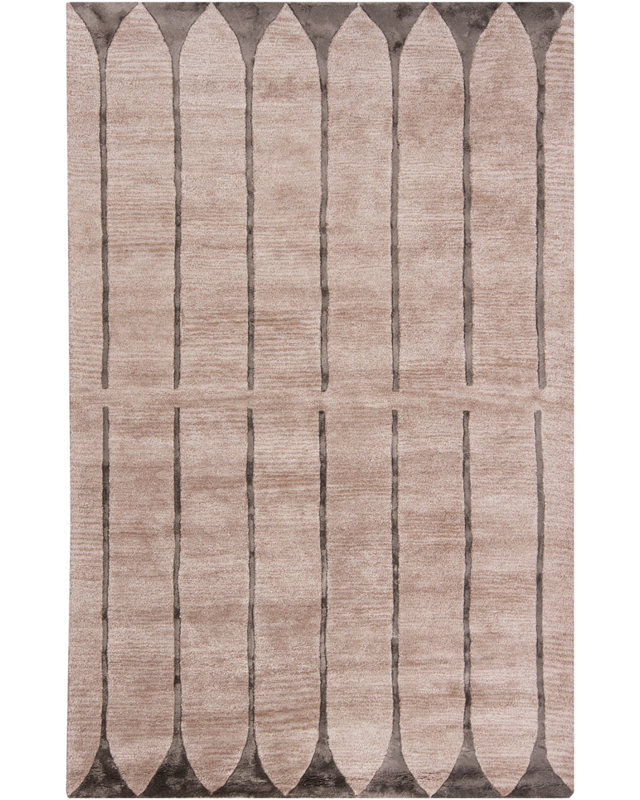 Tapis de zone géométrique ivoire Lee-Yin, 8 pi x 10 pi