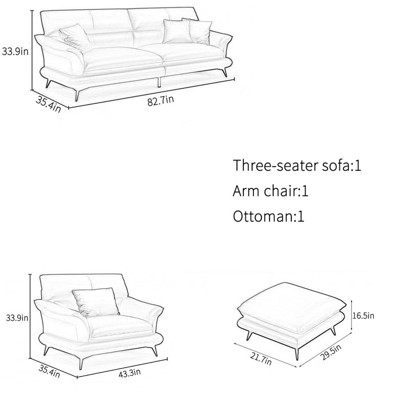 Italian comfortable simple business sofa set