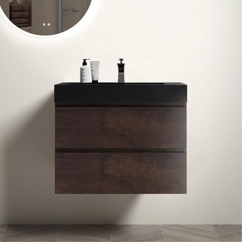 Integrated Engineered Quartz Basin WITHOUT Drain And Faucet, Matt Black Color, 30"