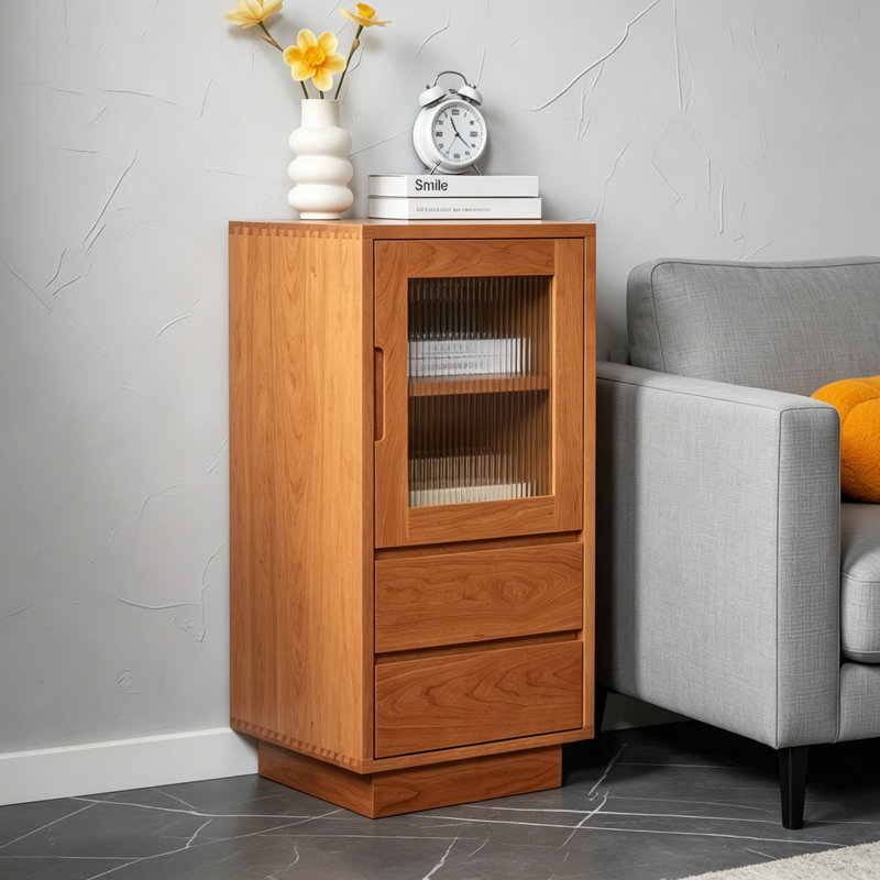 Commode d'appoint simple et compacte en bois massif