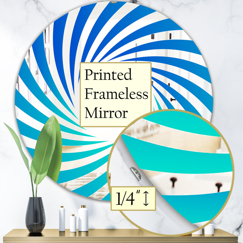 Gradien lignes bleues - miroir moderne, H 23,6 po x l 23,6 po