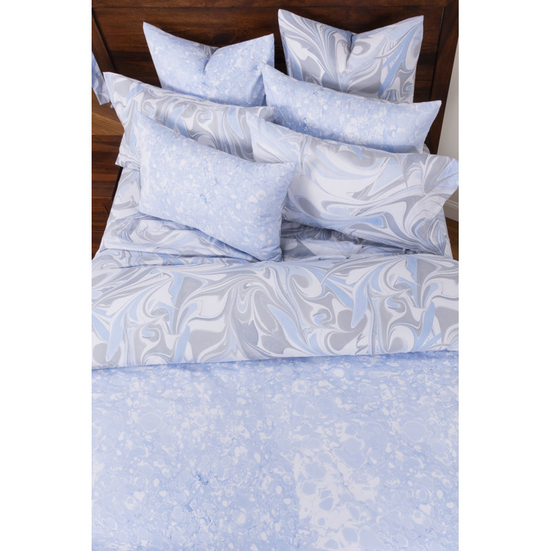 Queen Blue Ice and Quicksilver Polyester Duvet Cover Set