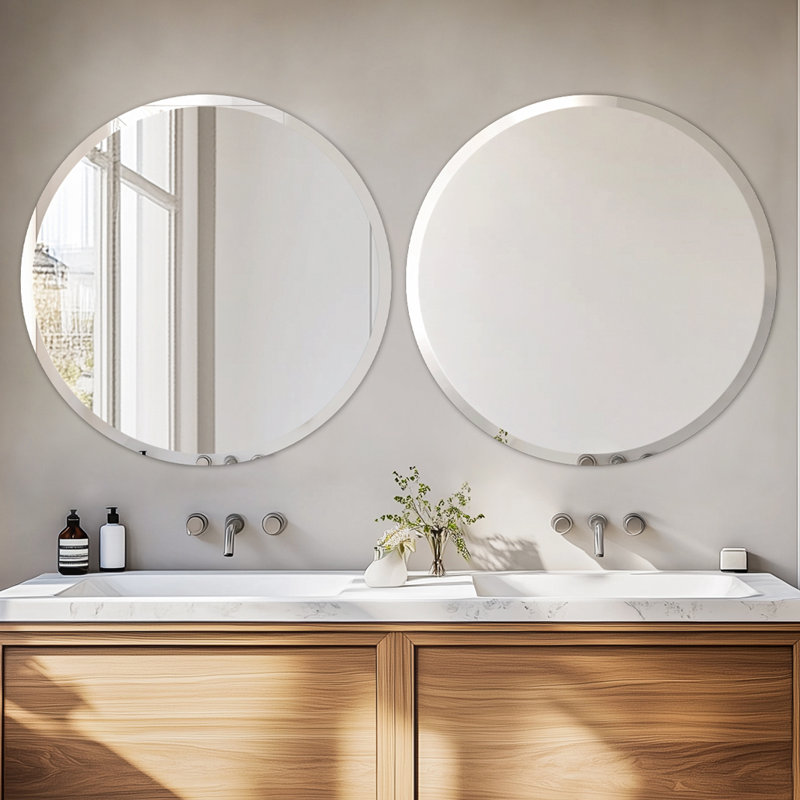 Rithi Round Flat Wall Mirror, 80 cm H x 80 cm W
