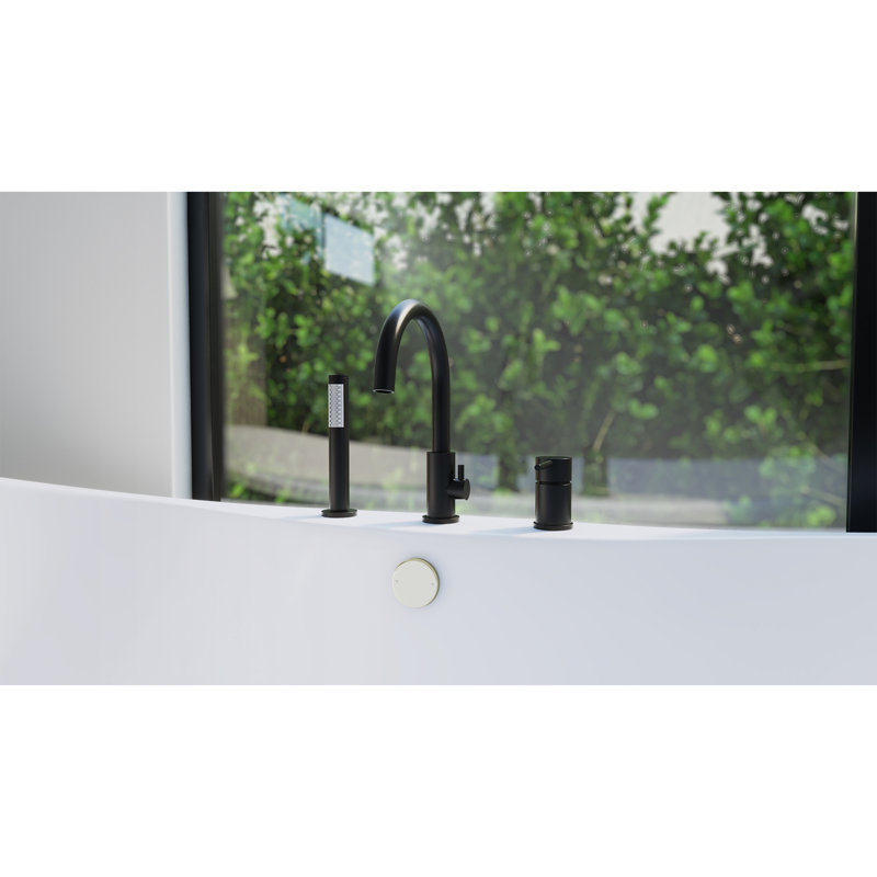 Montego Bathroom Tub Filler with Handshower, Matte Black