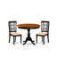 L'ensemble de table de salle à manger 3 pièces se compose d'une table de cuisine moderne et de 2 chaises en lin de style Mid-Century avec dossier à lattes - finition noire-490804296-490804299