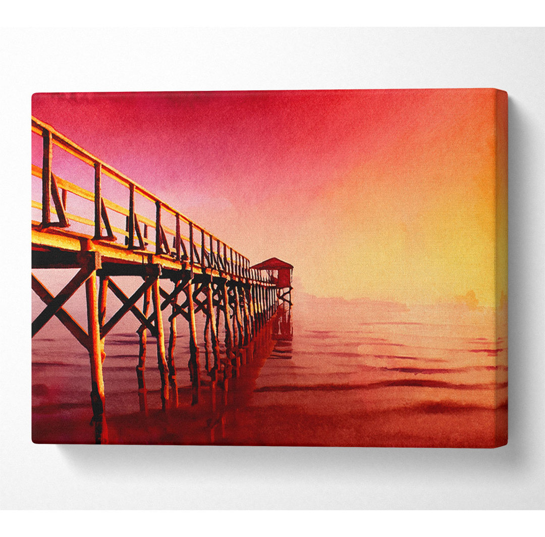 Ruhiger Ozean Pier Rosa Leinwand Aquarell