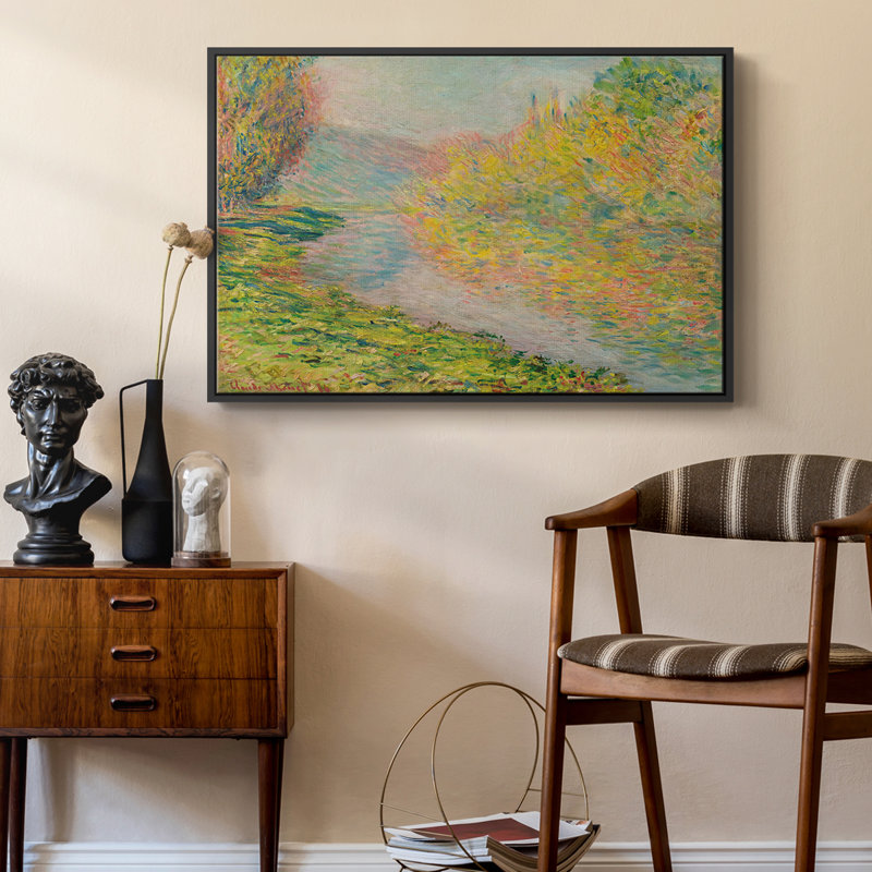 Paysage rétro -XCVII, Toile avec cadre flottant noir, H 27 po x l 41 po x P 2 po