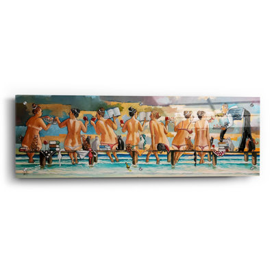 «Vin, livres et chats» par Ronald West, art mural en verre acrylique, 36 po x 12 po
