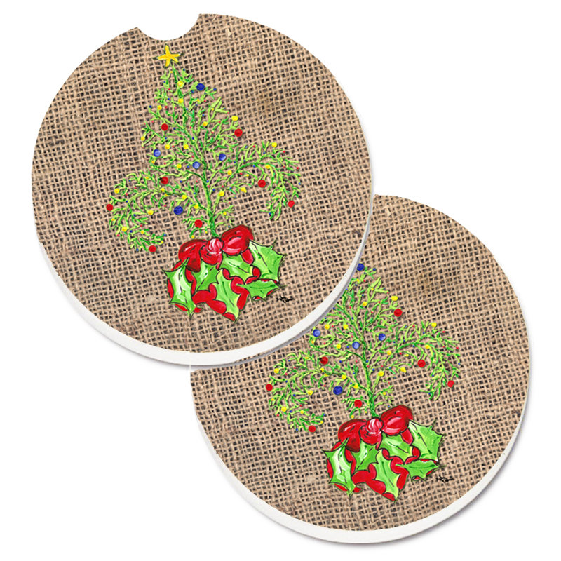 Ceramic Round 2 Piece Car Coaster Set