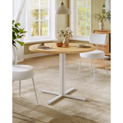 Round Dining Table, Small Kitchen Table For 4 People, Farmhouse Style, Water-Resistant Surface, 80 Cm Diameter, 74.8 Cm Height, For Dining Room, Living Room