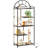Arched Geometric Led Display Shelf With Adjustable Colour Temperature, Brightness Control, Etagere Bookshelf With Metal Frame And Wood Shelf For Living Room, Bedroom, Curio Cabinet, Black
