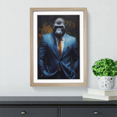 Gorilla in a Suit Painting - Framed Print