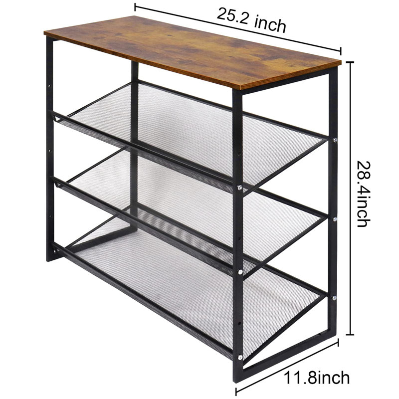 16 Pair Shoe Rack, Rustic Brown