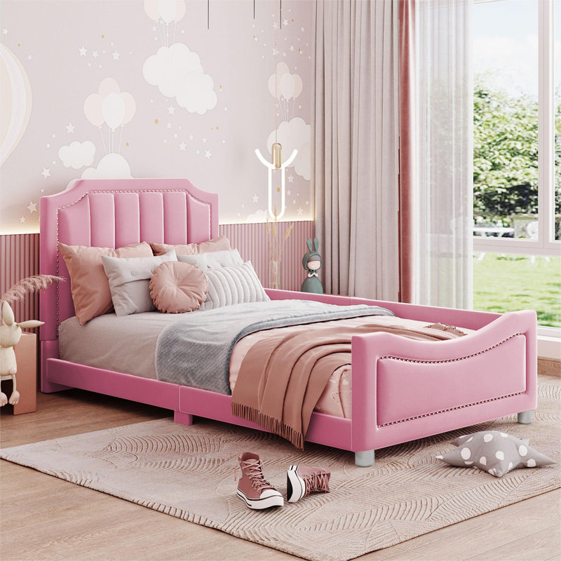 Cassie Upholstered Bed, Pink